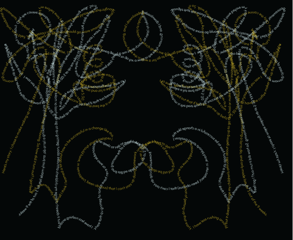 Gold and white text drawings