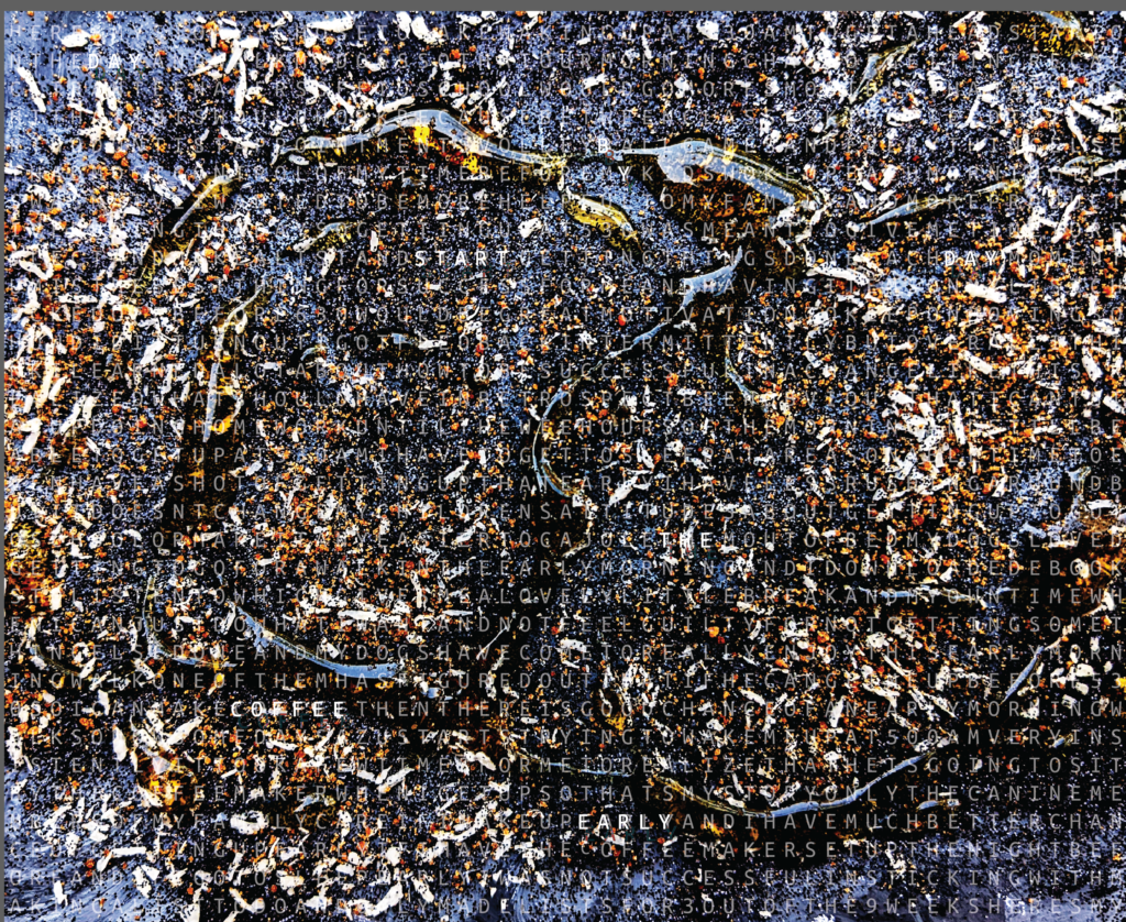 typographical art on a dark background