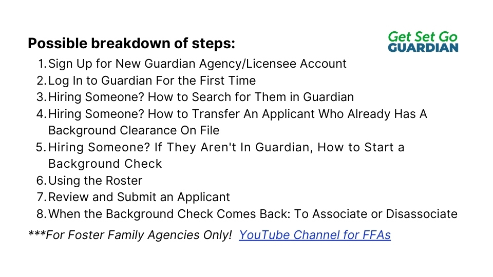 Possible breakdown of steps.